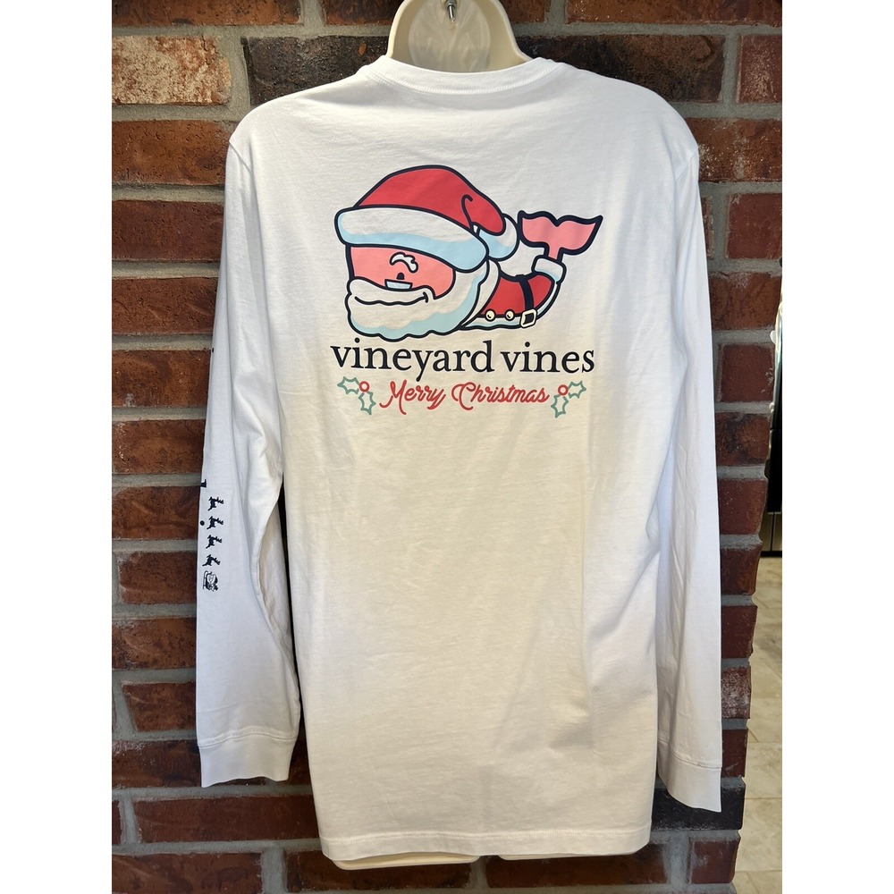 NWT Vineyard Vines Merry Christmas Whale Santa Long Sleeve T-shirt Kids Size XL